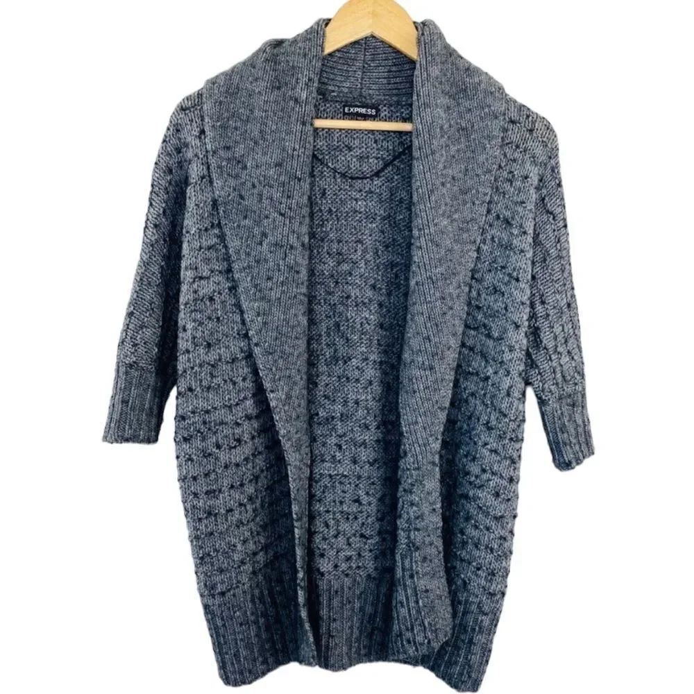 Express gray chunky cozy open cardigan size small